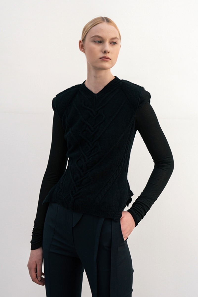 [21FW] Black Cashmere Knit Vest (JUJN101)