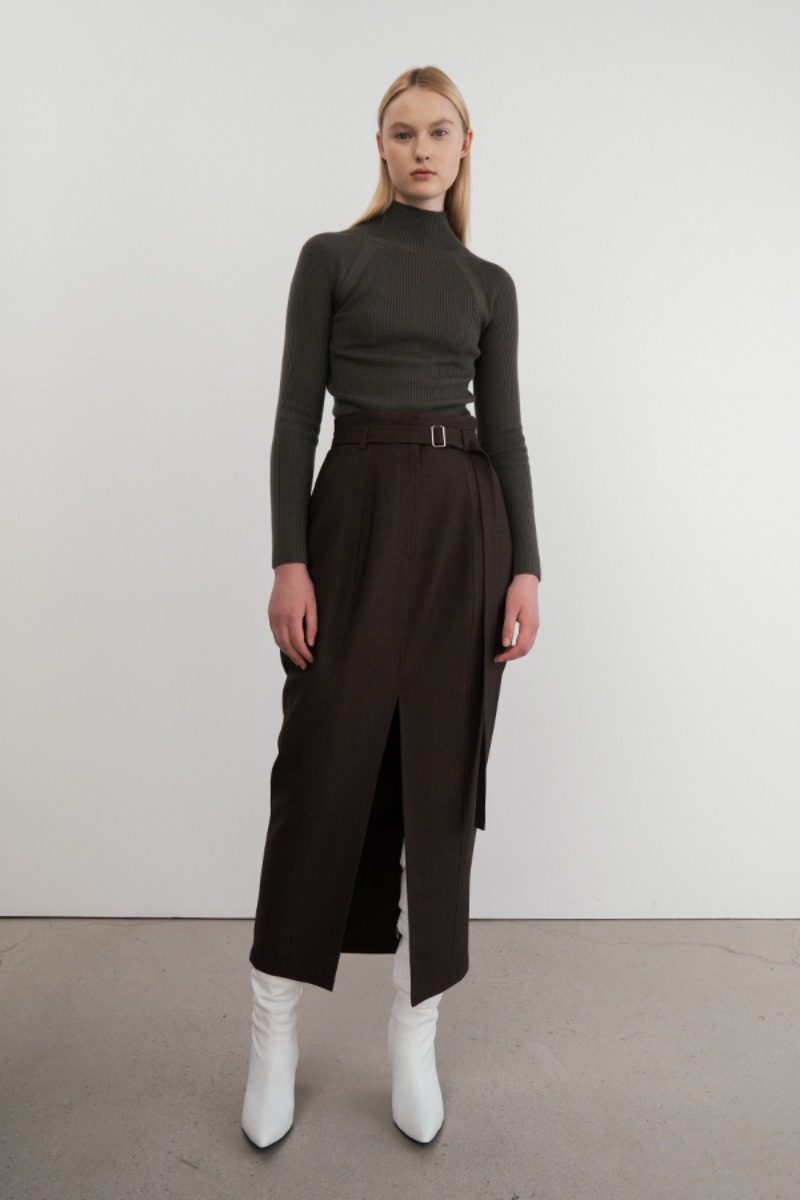 [21FW] Front Slit Belted Skirt (JUJK101-65) (서지혜 착용)